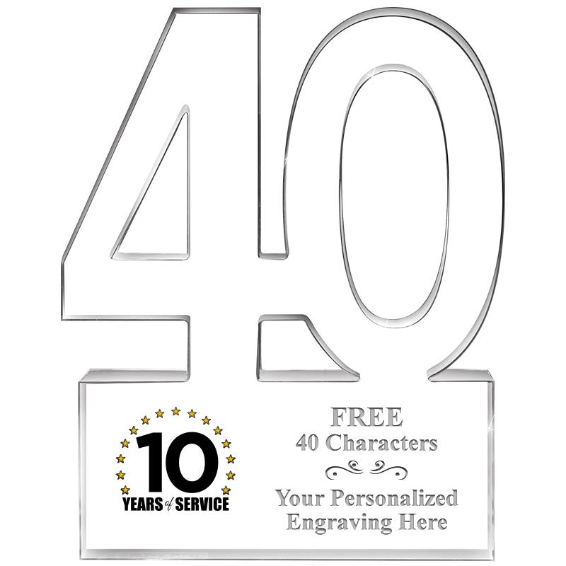 6" 40 YEARS OF SERVICE ACRYLIC