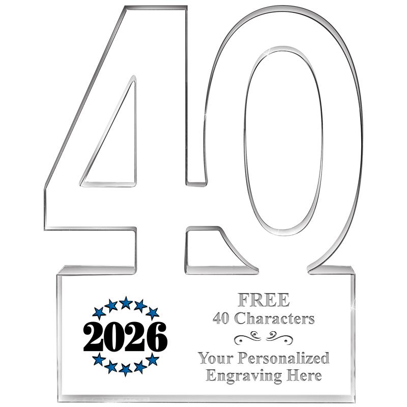 6" 40 YEARS OF SERVICE ACRYLIC