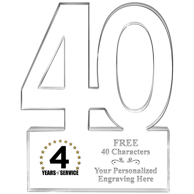 6" 40 YEARS OF SERVICE ACRYLIC