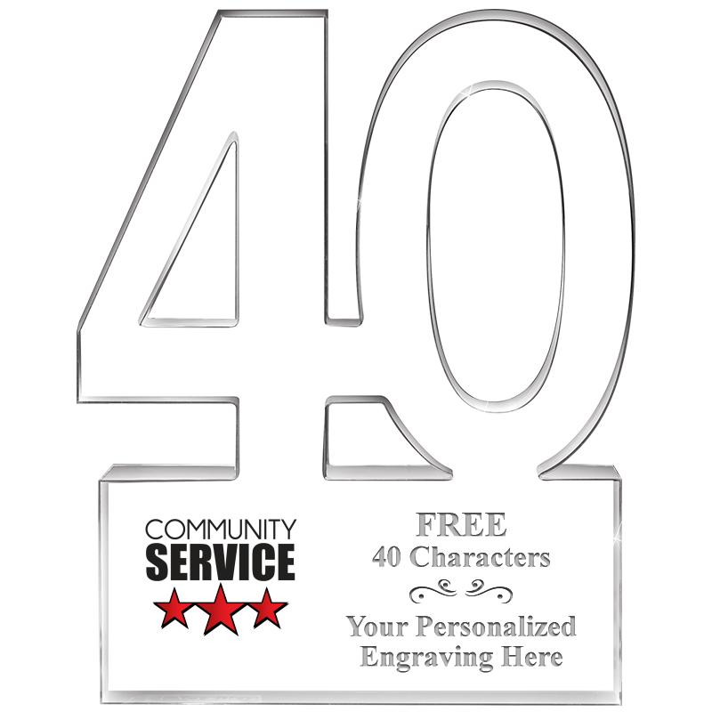 6" 40 YEARS OF SERVICE ACRYLIC