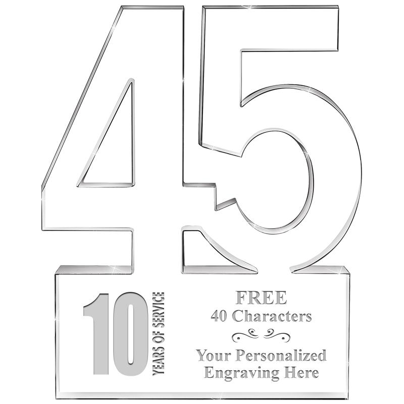 6" 45 YEARS OF SERVICE ACRYLIC