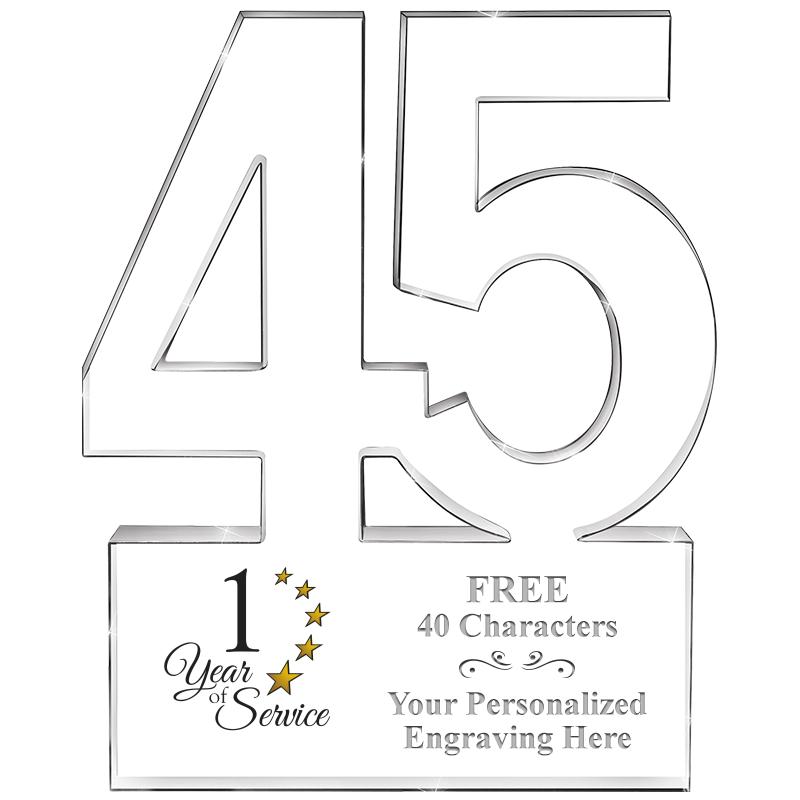 6" 45 YEARS OF SERVICE ACRYLIC