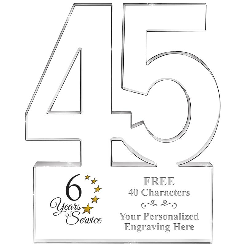 6" 45 YEARS OF SERVICE ACRYLIC