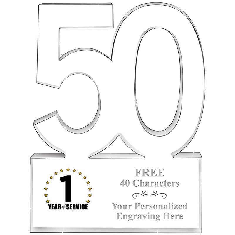 6" 50 YEARS OF SERVICE ACRYLIC