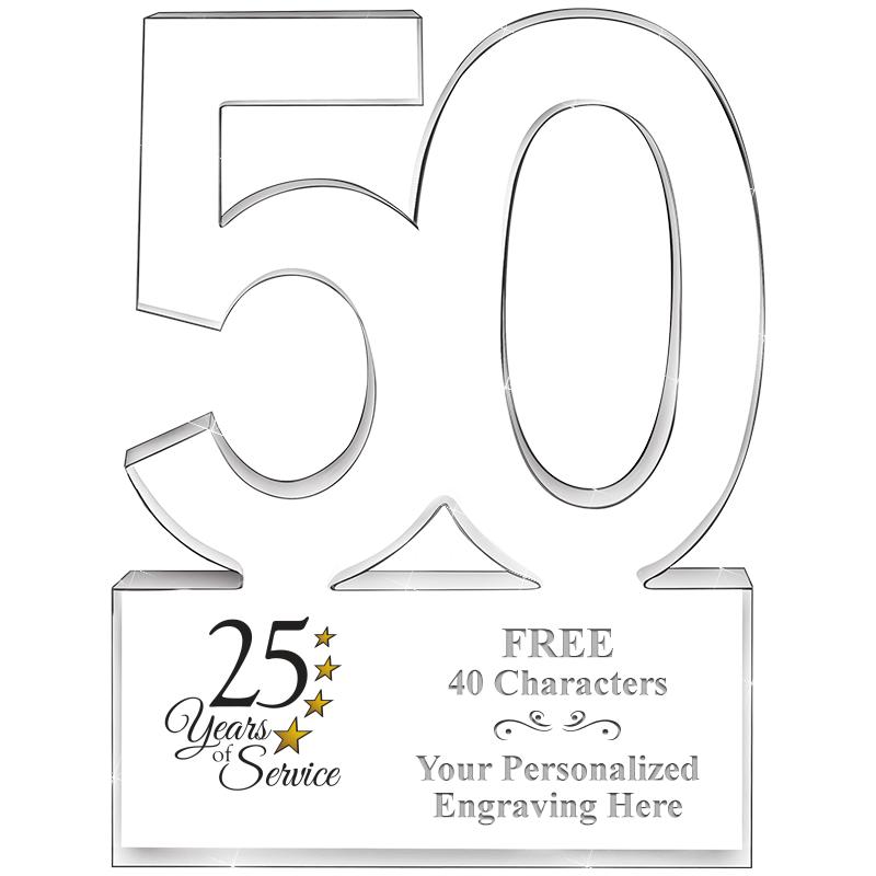 6" 50 YEARS OF SERVICE ACRYLIC