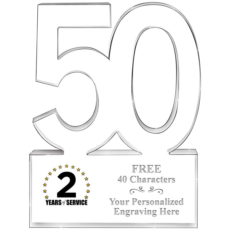 6" 50 YEARS OF SERVICE ACRYLIC