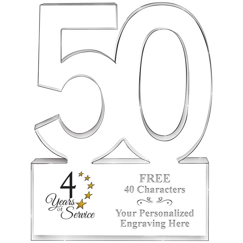 6" 50 YEARS OF SERVICE ACRYLIC