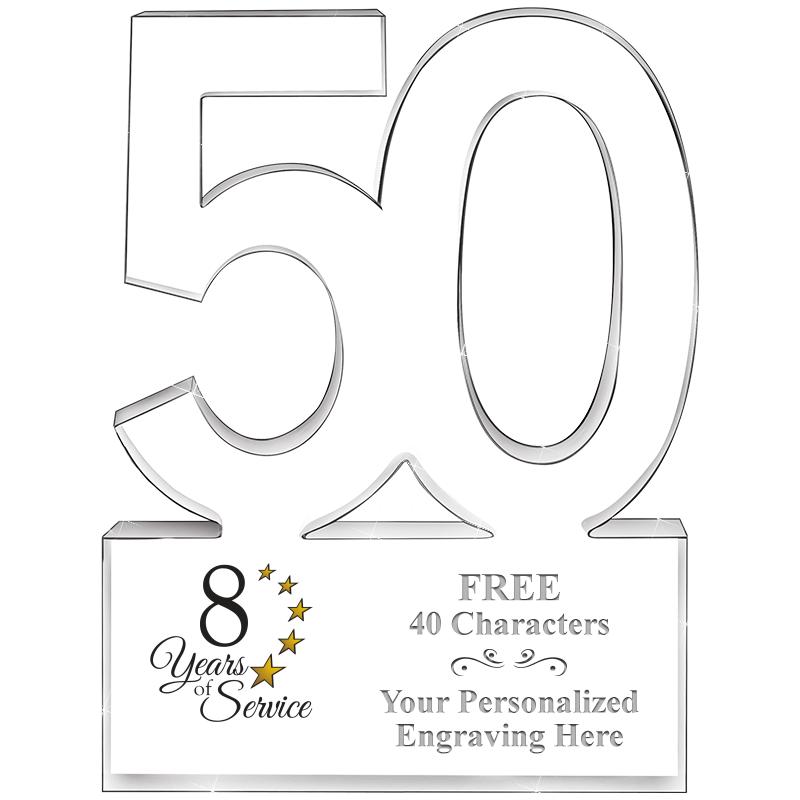 6" 50 YEARS OF SERVICE ACRYLIC