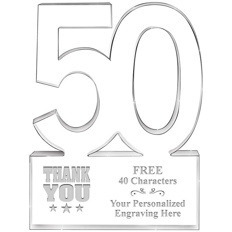 6" 50 YEARS OF SERVICE ACRYLIC