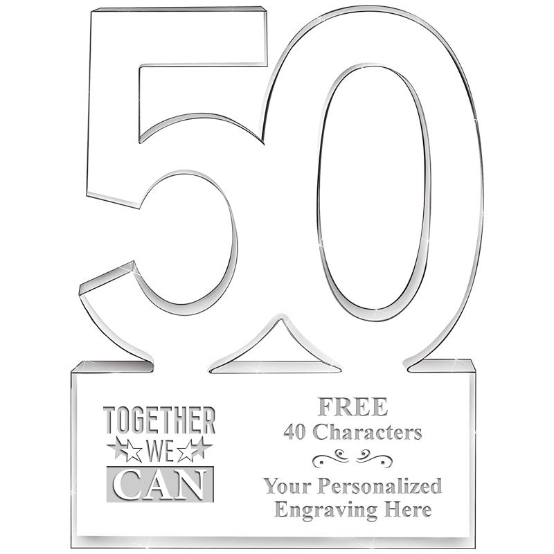 6" 50 YEARS OF SERVICE ACRYLIC