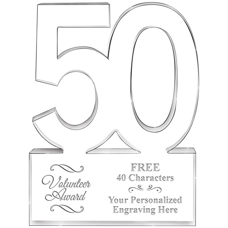 6" 50 YEARS OF SERVICE ACRYLIC