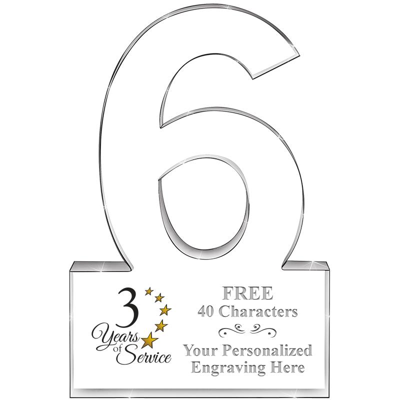 6" 6 YEARS OF SERVICE ACRYLIC