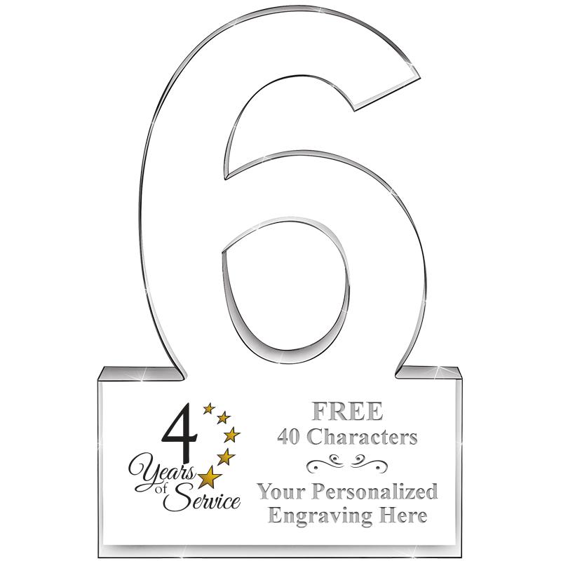 6" 6 YEARS OF SERVICE ACRYLIC