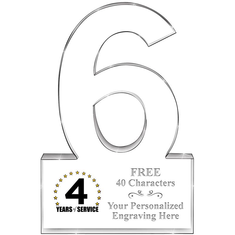 6" 6 YEARS OF SERVICE ACRYLIC