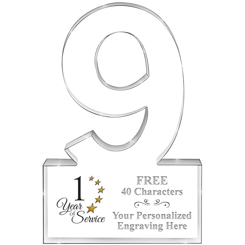 6" 9 YEARS OF SERVICE ACRYLIC
