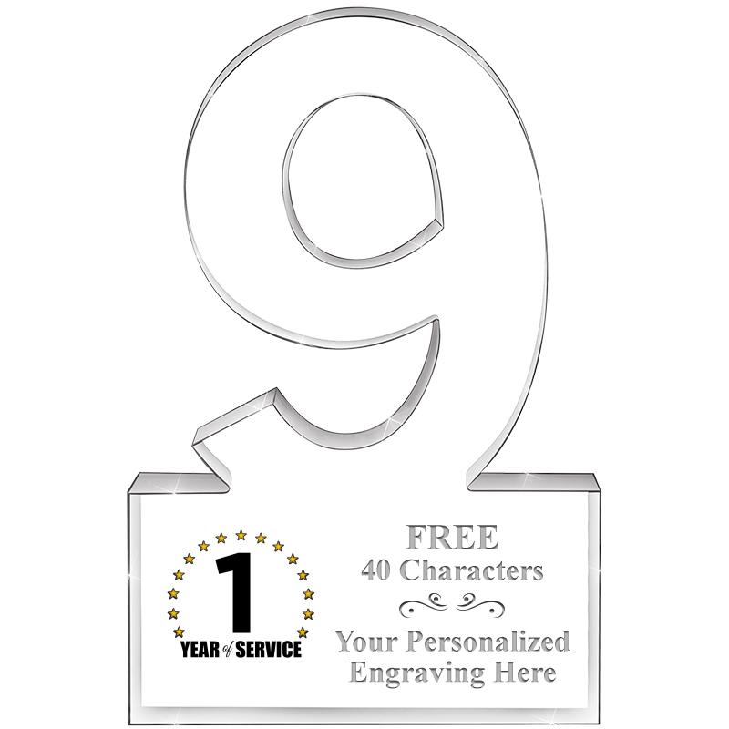 6" 9 YEARS OF SERVICE ACRYLIC