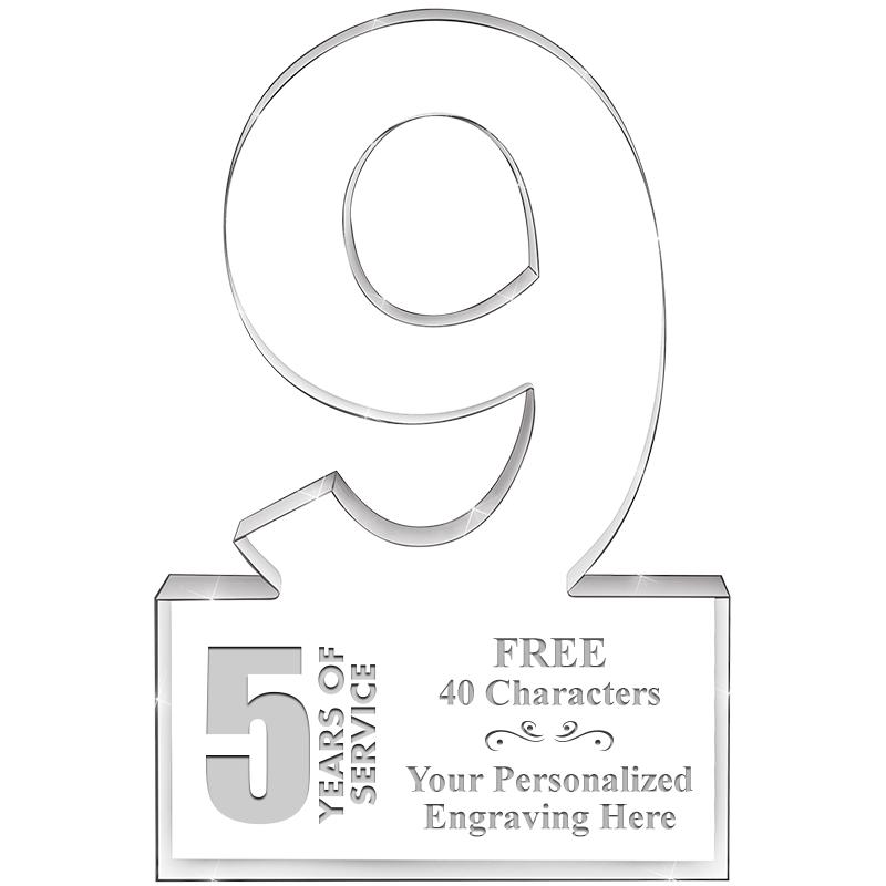 6" 9 YEARS OF SERVICE ACRYLIC