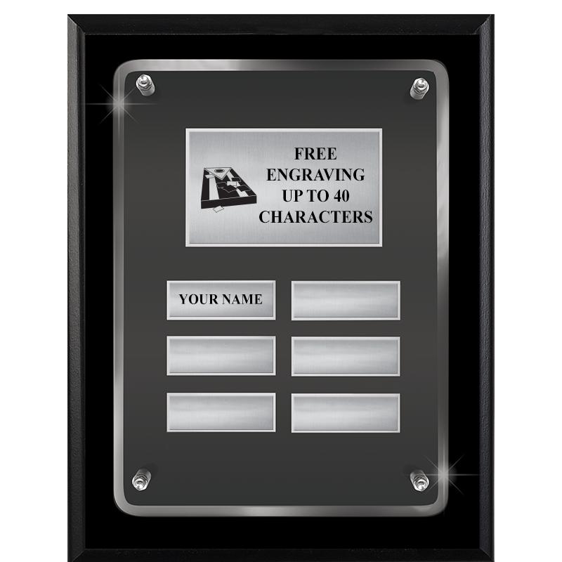 7X9 SHNY BLK PPTL FLT ACR PLQ