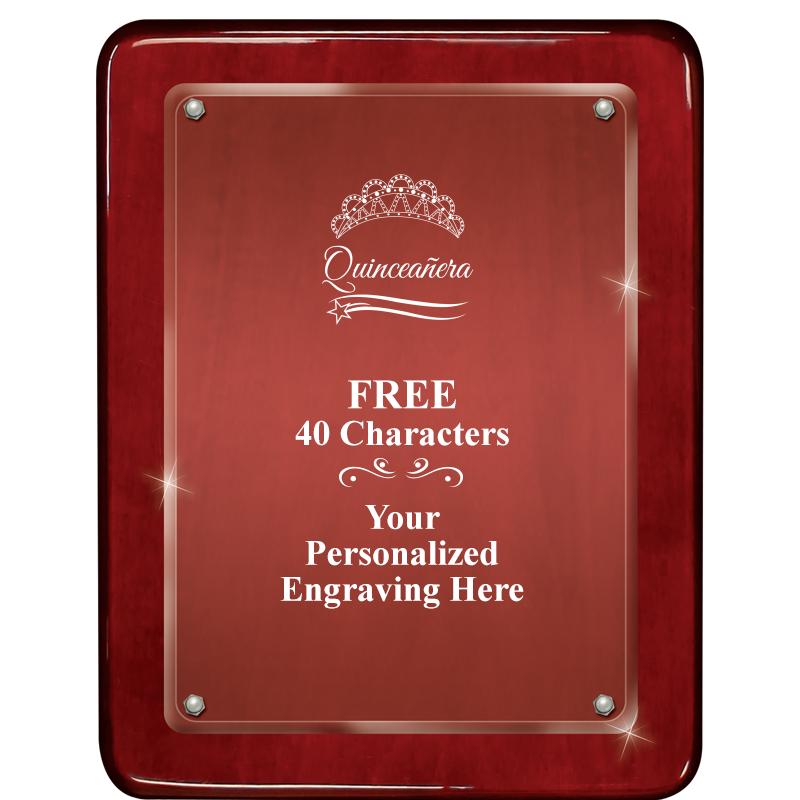 7"X9" ROSEWOOD FLOAT ACR PLQ