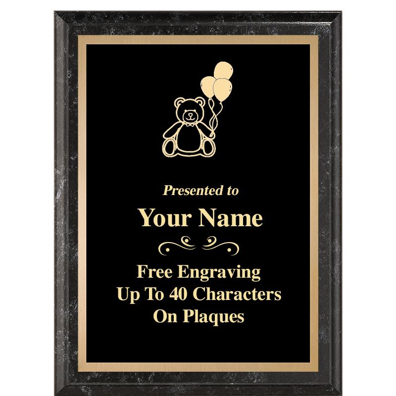 6X8 BLACK MARBLEIZED PLAQUE