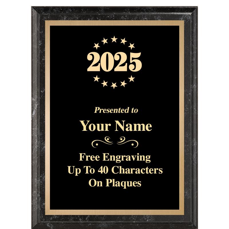 6X8 BLACK MARBLEIZED PLAQUE