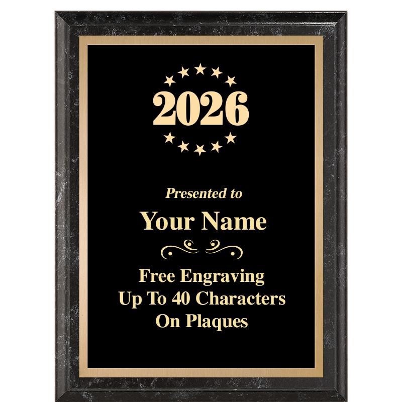 6X8 BLACK MARBLEIZED PLAQUE