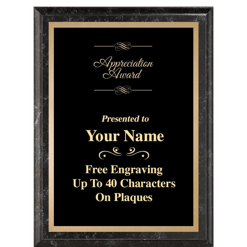 6X8 BLACK MARBLEIZED PLAQUE