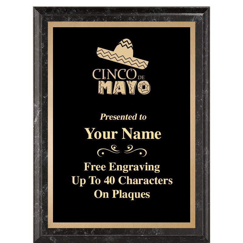 6X8 BLACK MARBLEIZED PLAQUE