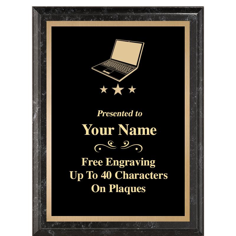 6X8 BLACK MARBLEIZED PLAQUE