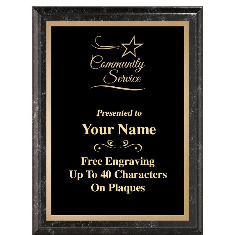 6X8 BLACK MARBLEIZED PLAQUE