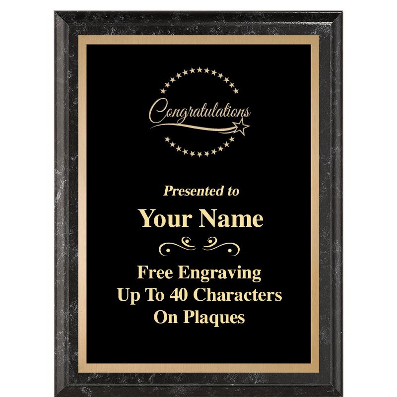 6X8 BLACK MARBLEIZED PLAQUE