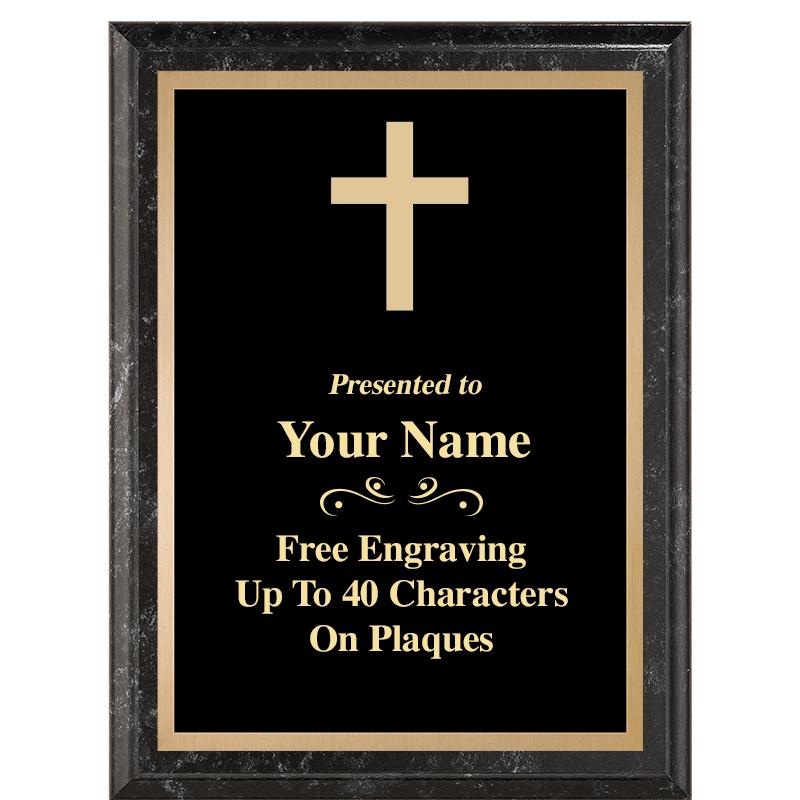 6X8 BLACK MARBLEIZED PLAQUE