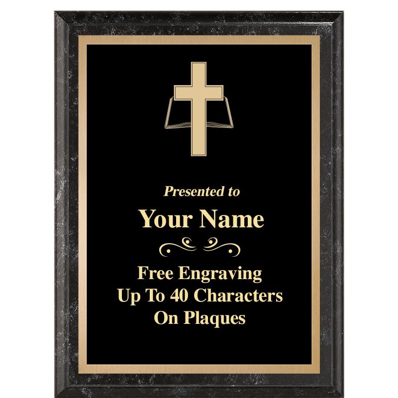 6X8 BLACK MARBLEIZED PLAQUE