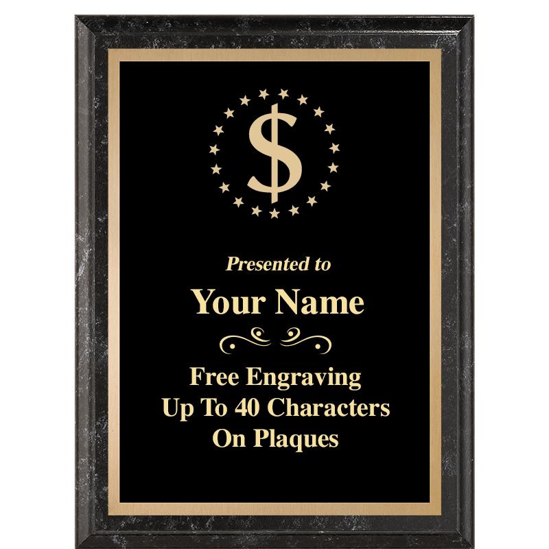 6X8 BLACK MARBLEIZED PLAQUE