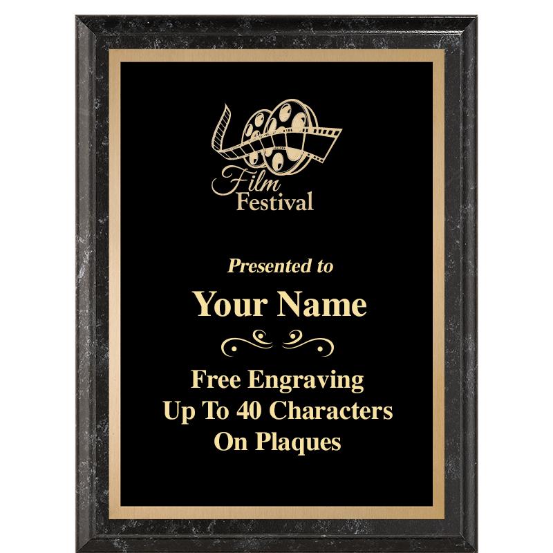 6X8 BLACK MARBLEIZED PLAQUE