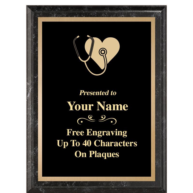 6X8 BLACK MARBLEIZED PLAQUE