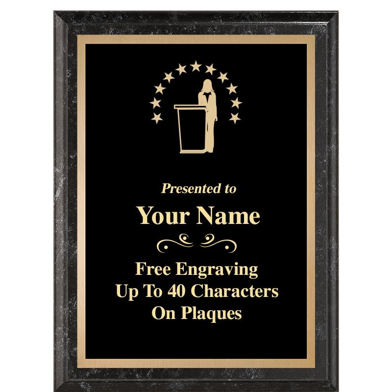 6X8 BLACK MARBLEIZED PLAQUE