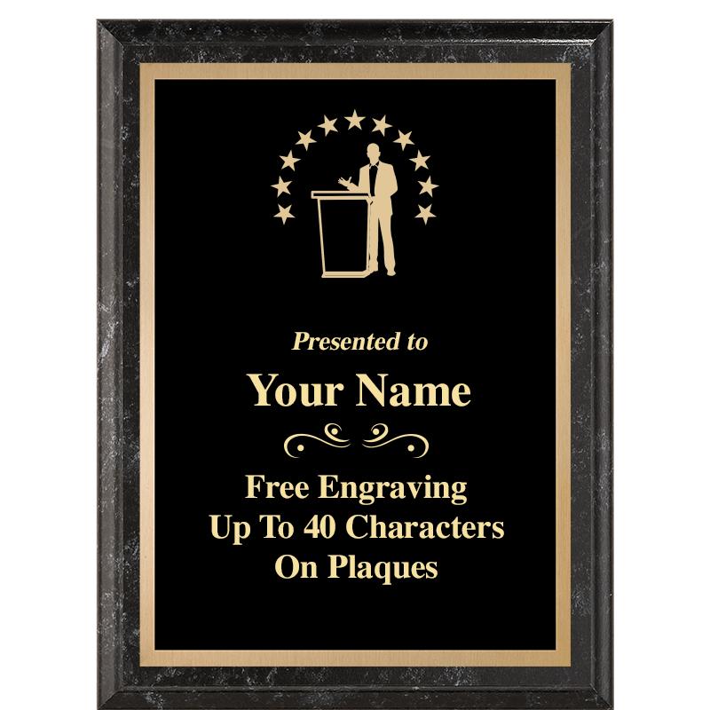 6X8 BLACK MARBLEIZED PLAQUE