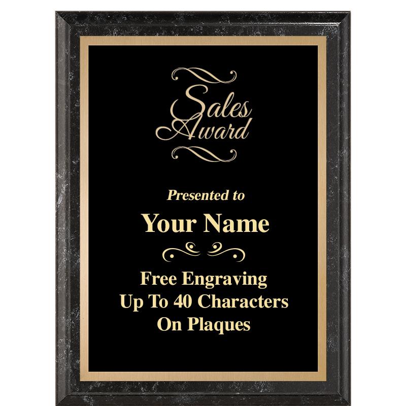 6X8 BLACK MARBLEIZED PLAQUE
