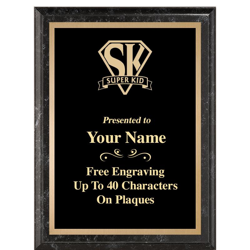 6X8 BLACK MARBLEIZED PLAQUE