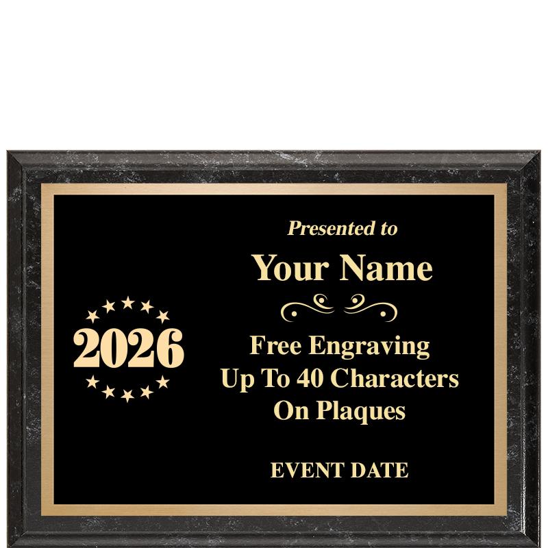 8x6 BLACK MARBLEIZED PLAQUE