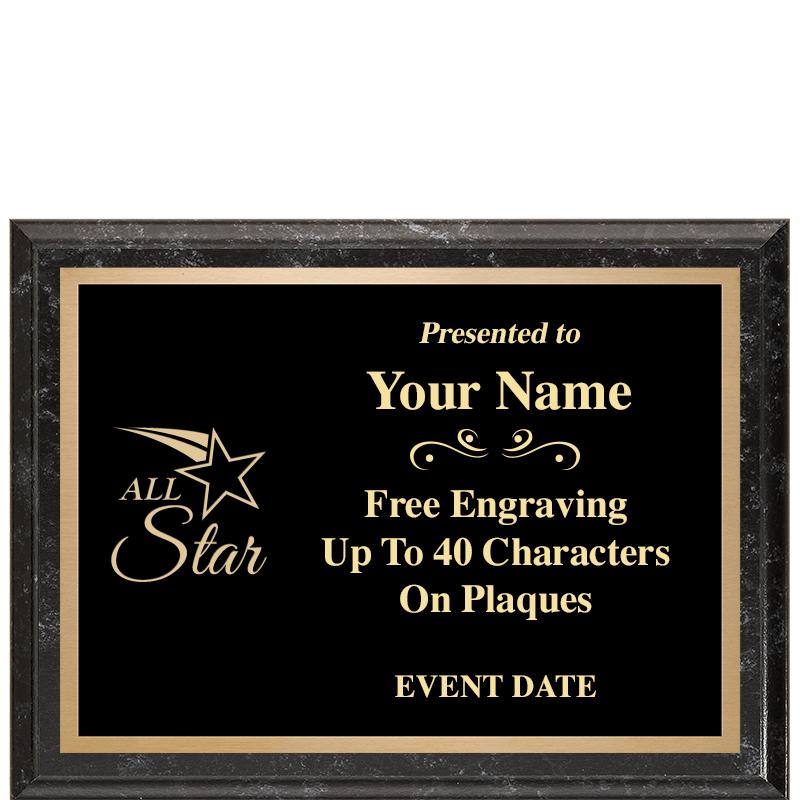 8x6 BLACK MARBLEIZED PLAQUE