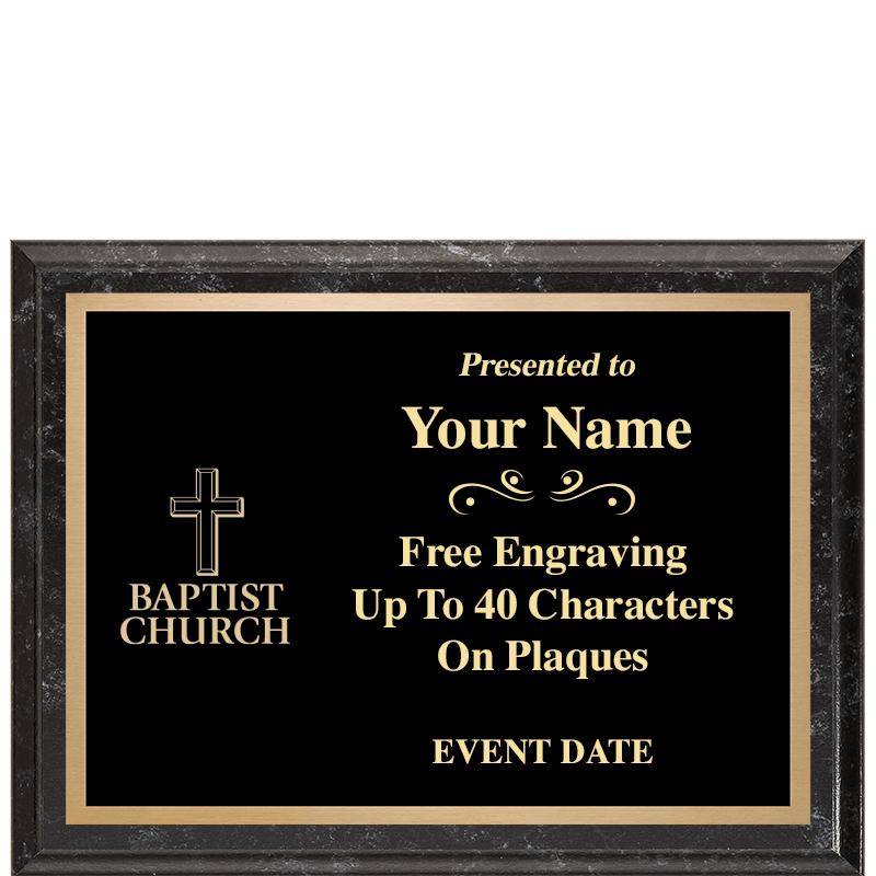 8x6 BLACK MARBLEIZED PLAQUE