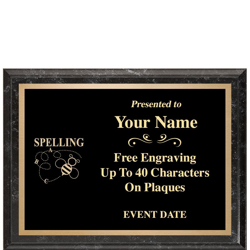 8x6 BLACK MARBLEIZED PLAQUE