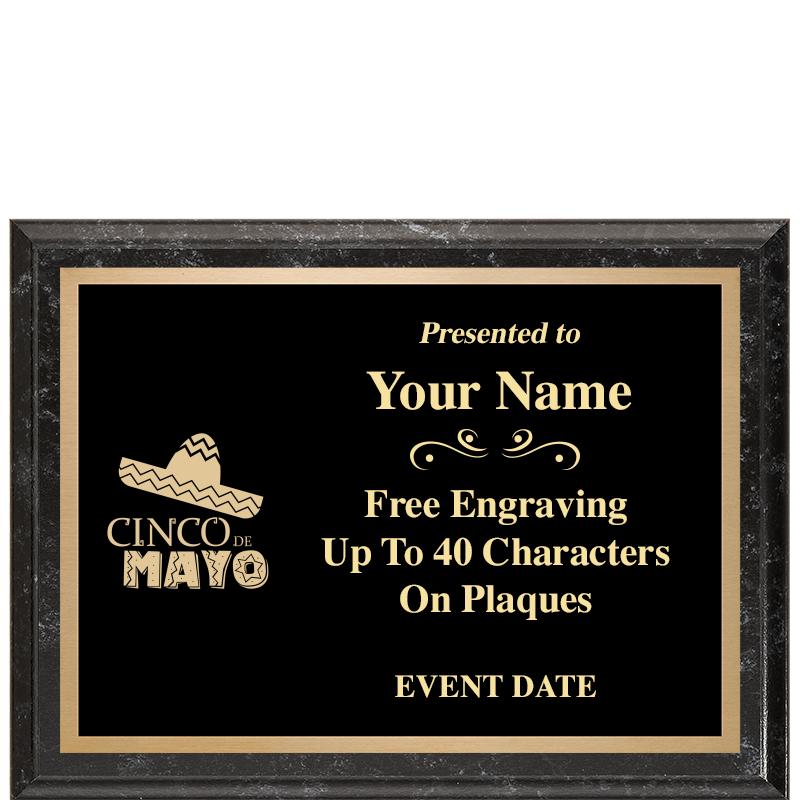 8x6 BLACK MARBLEIZED PLAQUE