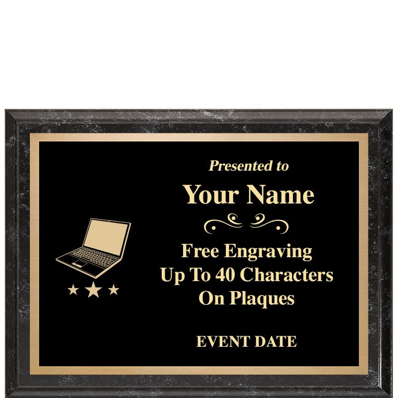 8x6 BLACK MARBLEIZED PLAQUE