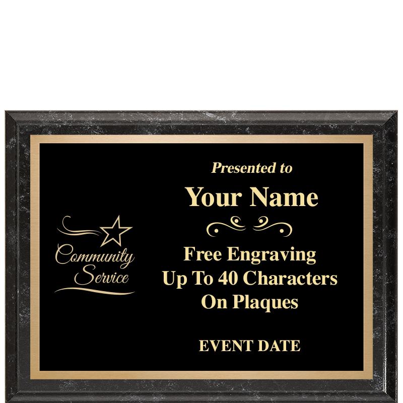 8x6 BLACK MARBLEIZED PLAQUE