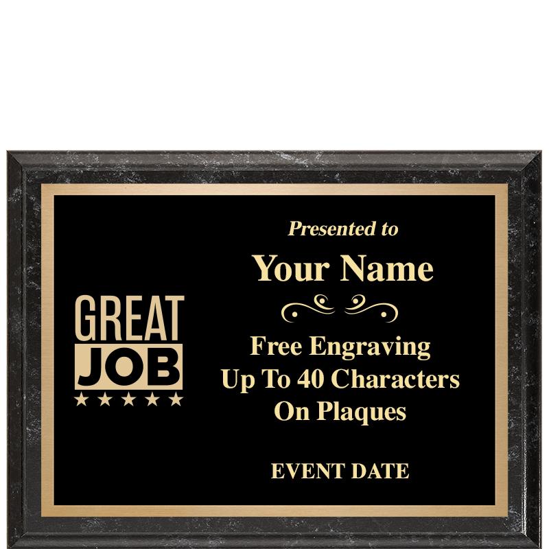 8x6 BLACK MARBLEIZED PLAQUE