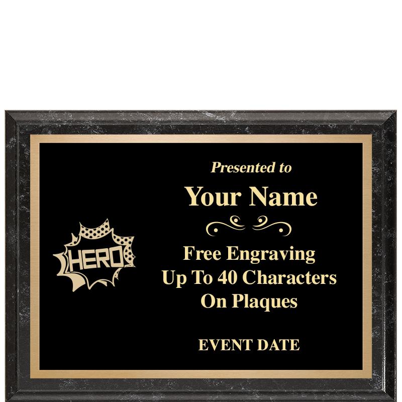 8x6 BLACK MARBLEIZED PLAQUE