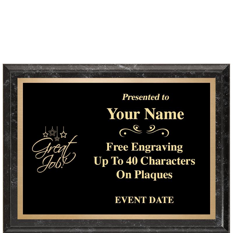 8x6 BLACK MARBLEIZED PLAQUE